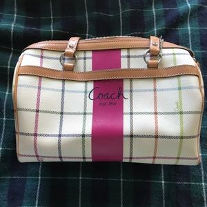 Coach Heritage Stripe Tattersall Satchel